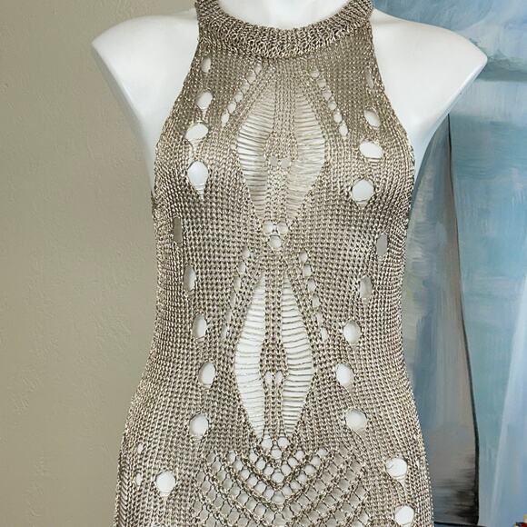 Muche et Muchette Crochet Cover Up Metallic Gold one size - Picture 3 of 7